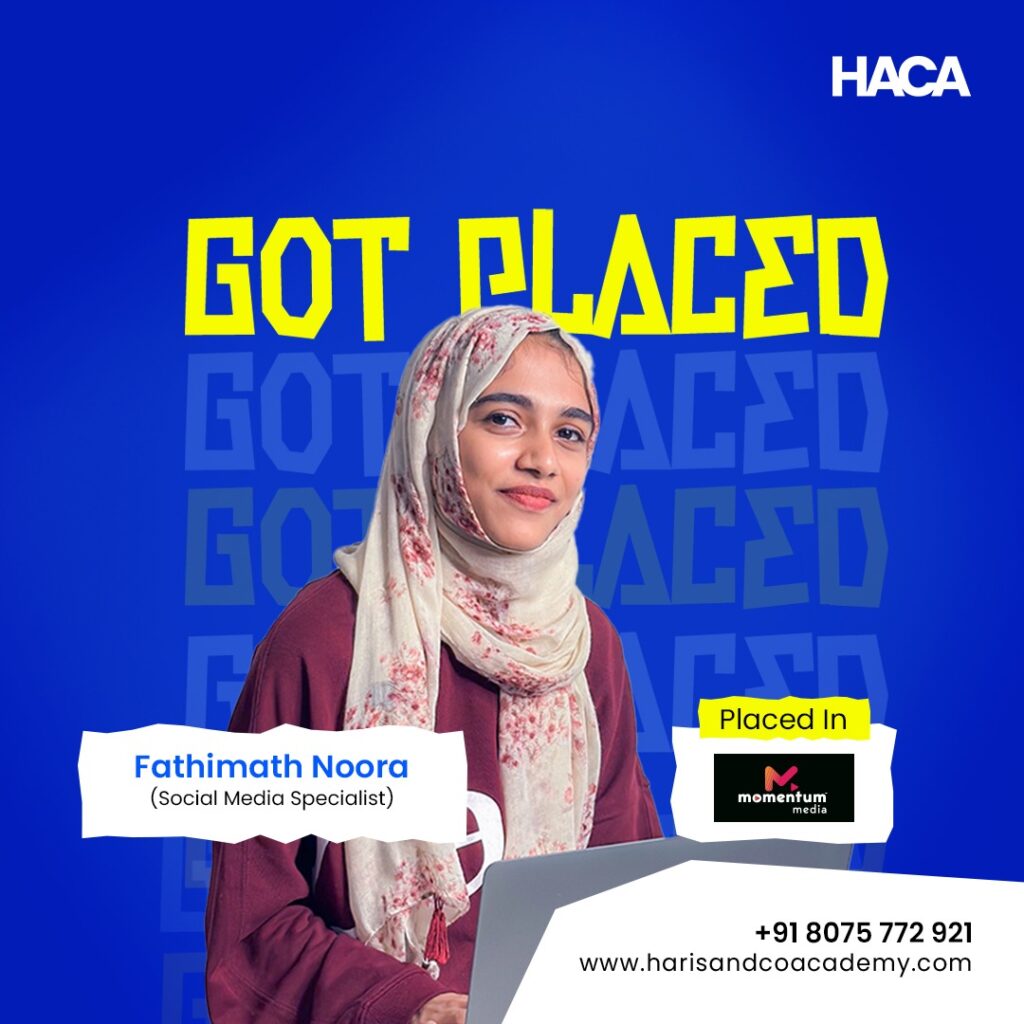 Digital marketing student from haca placed | Fathimath Noora